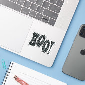 BOO! Mit weißem Halloween-Kürbis Aufkleber (Laptop mit iPhone)