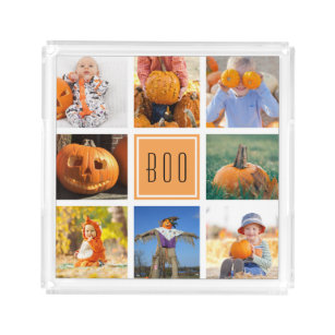 Boo Modern Halloween Foto Collage Acryl Tablett