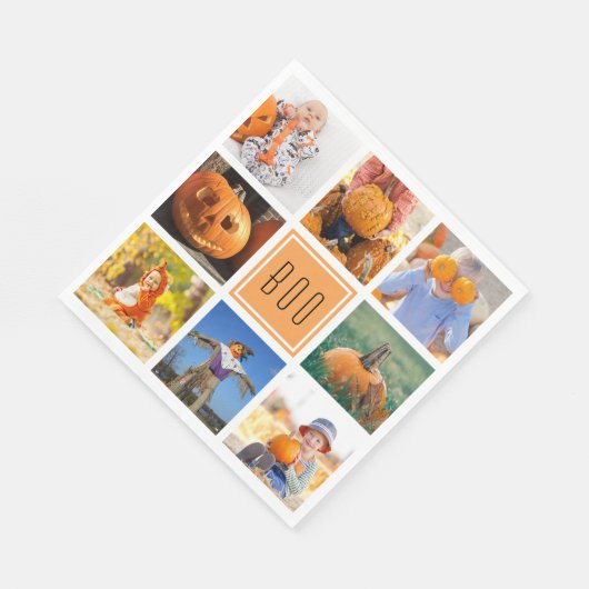 Boo Modern Halloween Foto Collage Serviette (Ecke)