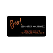 Boo! Modernes Halloween-Adresslabel Adressaufkleber (Vorne)