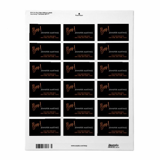 Boo! Modernes Halloween-Adresslabel Adressaufkleber (Vorne)