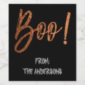 Boo! Modernes Halloween-Weinflaschen-Label Weinetikett (Einzelnes Label)