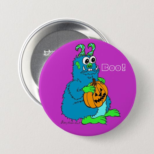 Boo-Monster mit Kürbis-Button Button (Vorne & Hinten)