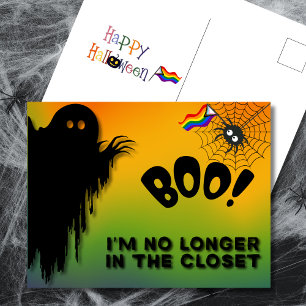 Boo! Nicht mehr im Schrank Stolz Halloween Feiertagspostkarte