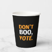 "Boo nicht, vote" schwarz-orange weißes Halloween Pappbecher (Rückseite)