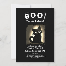 Boo Niedlich Black Cat Halloween-Party Einladung