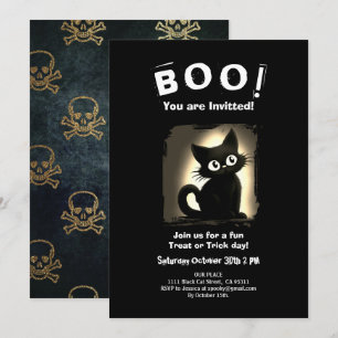 Boo Niedlich Black Cat Halloween-Party Einladung