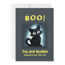 Boo Niedlich Black Cat Halloween-Party Einladung