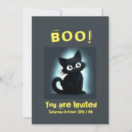 Boo Niedlich Black Cat Halloween-Party Einladung