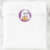 Boo Niedlich Black und Lila Ghost Halloween Sticke Runder Aufkleber (Tasche)