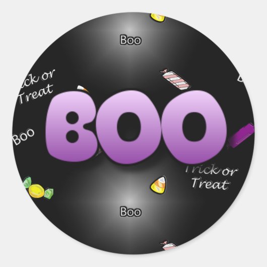 Boo Niedlich Black und Lila Halloween Stickers (Vorderseite)