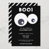 Boo niedlich Eyeballs Halloween-Party Schwarz & We Einladung (Vorne/Hinten)