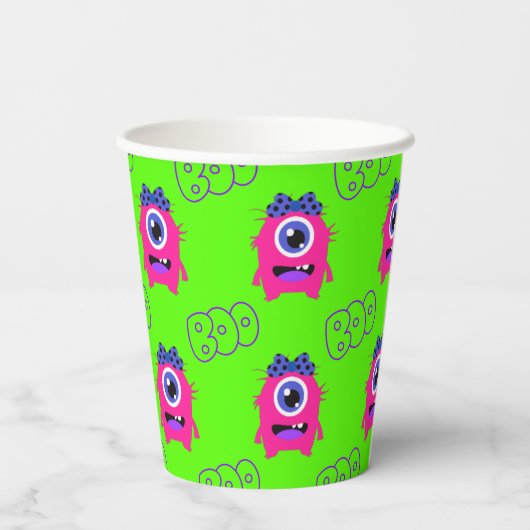 Boo Niedlich Funny Spooky Monster Pappbecher (Rückseite)