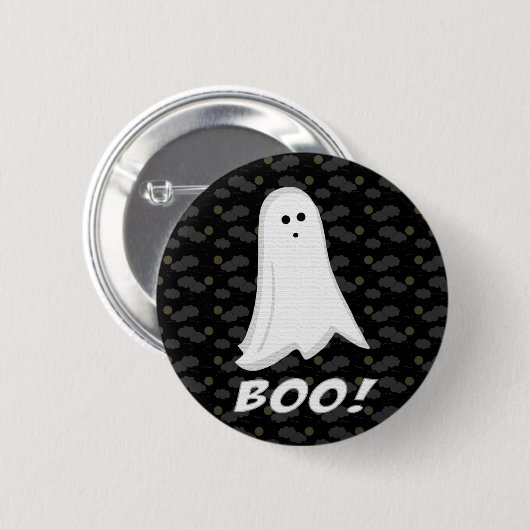 Boo, Niedlich Ghost Black und White Button (Vorne & Hinten)