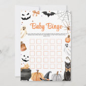 Boo Niedlich Ghost Halloween-Party Baby Bingo Game Einladung (Vorderseite)