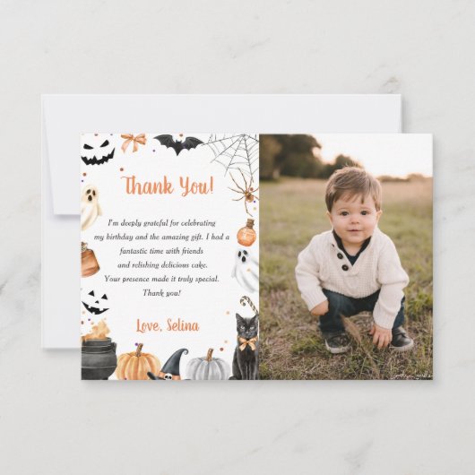 Boo Niedlich Ghost Halloween-Party Dankeskarte (Vorderseite)