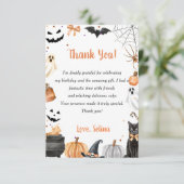 Boo Niedlich Ghost Halloween-Party Pumpkin Dankeskarte (Stehend Vorderseite)