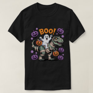 Boo! Niedlich Ghost Riding Mummy T-Rex mit Pumpkin T-Shirt