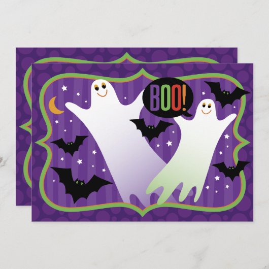 Boo! Niedlich Ghosts Halloween-Party Einladung (Vorne/Hinten)