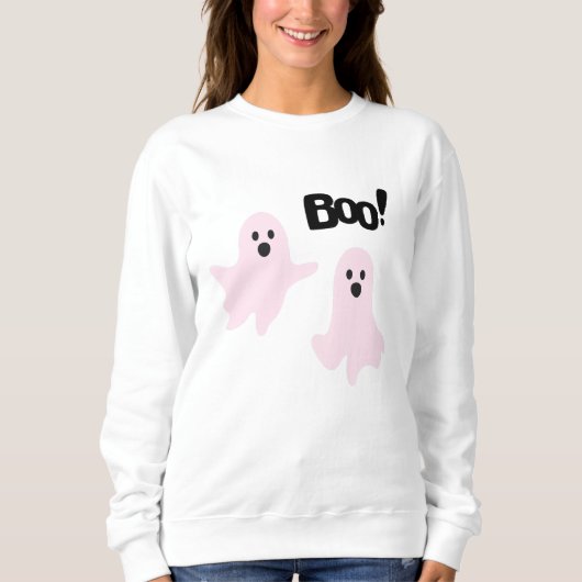 Boo Niedlich Halloween Pink Ghosts Spooky Sweatshirt (Vorderseite)