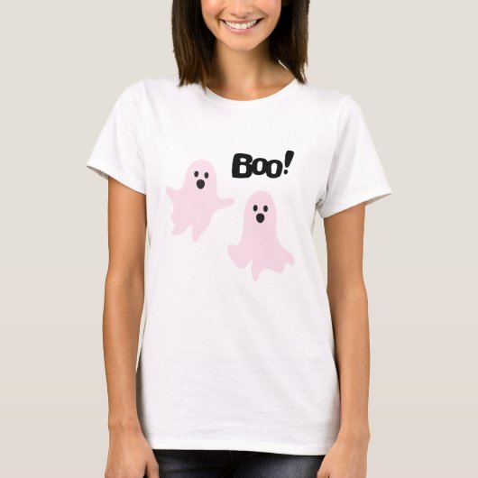 Boo Niedlich Halloween Pink Ghosts Spooky T-Shirt (Vorderseite)
