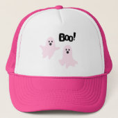 Boo Niedlich Halloween Pink Ghosts Spooky Truckerkappe (Vorderseite)