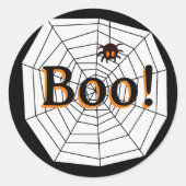 Boo Niedlich Halloween Spider Web und Spider Runder Aufkleber (Vorderseite)