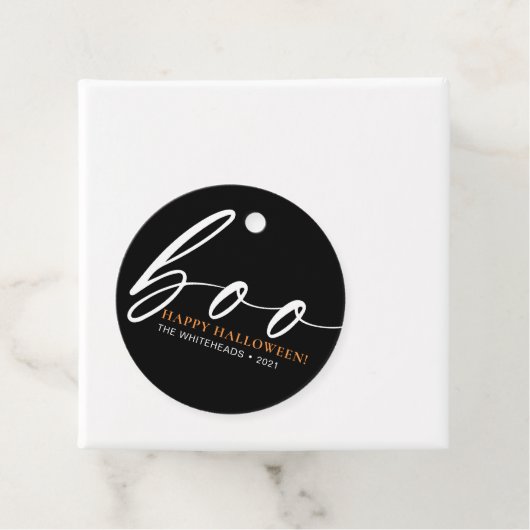 Boo Niedlich Happy Halloween Black Geschenkanhänger (Beispiel)
