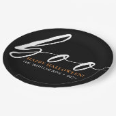 Boo Niedlich Happy Halloween Black Pappteller (Schrägansicht)