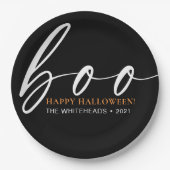 Boo Niedlich Happy Halloween Black Pappteller (Vorderseite)