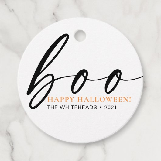 Boo Niedlich Happy Halloween White Geschenkanhänger (Vorderseite)