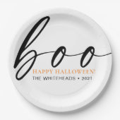 Boo Niedlich Happy Halloween White Pappteller (Vorderseite)