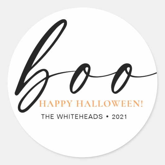 Boo Niedlich Happy Halloween White Runder Aufkleber (Vorderseite)