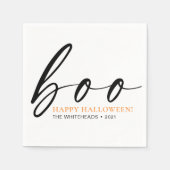Boo Niedlich Happy Halloween White Serviette (Vorderseite)