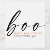 Boo Niedlich Happy Halloween White Weinetikett (Einzelnes Label)