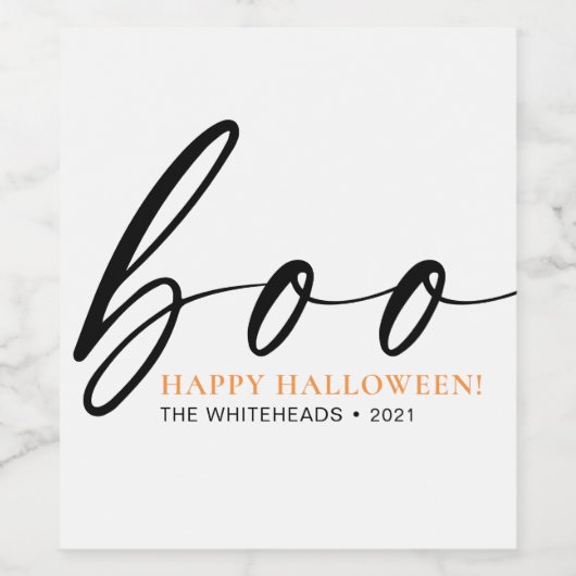 Boo Niedlich Happy Halloween White Weinetikett (Einzelnes Label)