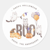 Boo Niedlich Kid's Cats Ghosts Pumpkin Happy Hallo Runder Aufkleber (Vorderseite)