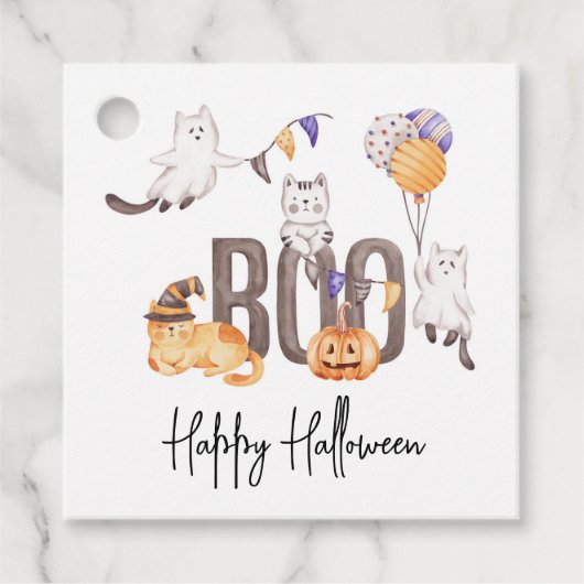 Boo Niedlich Kid's Happy Halloween Katzen Ghosts P Geschenkanhänger (Vorderseite)