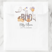 Boo Niedlich Kid's Happy Halloween Katzen Katze Lo Quadratischer Aufkleber (Tasche)