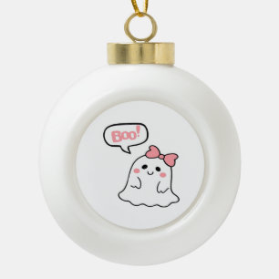 Boo! Niedliche Boo-Minimalreinigung Keramik Kugel-Ornament