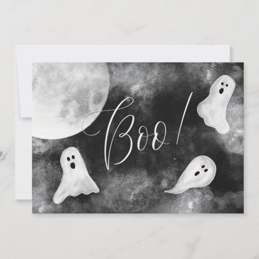 Boo! Niedliche Ghosts Spooky Wasserfarbenkarte Hal Einladung (Vorderseite)
