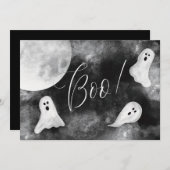 Boo! Niedliche Ghosts Spooky Wasserfarbenkarte Hal Einladung (Vorne/Hinten)