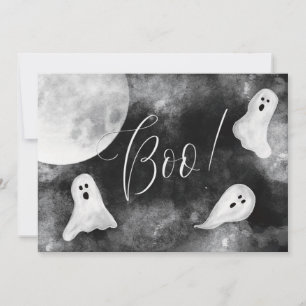 Boo! Niedliche Ghosts Spooky Wasserfarbenkarte Hal Einladung