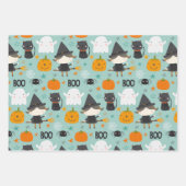 Boo! Niedliche Hexenkatze und Sterne Geschenkpapier Set (Vorderseite 3)
