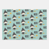 Boo! Niedliche Hexenkatze und Sterne Geschenkpapier Set (Vorderseite 2)