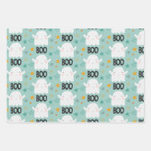 Boo! Niedliche Hexenkatze und Sterne Geschenkpapier Set (Vorderseite)