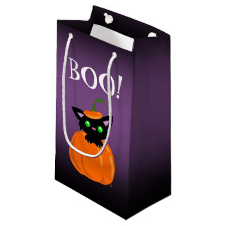 BOO! Niedliche Katze in einem Pumpkettenbeutel Kleine Geschenktüte