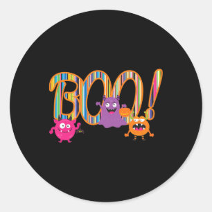 Boo! Niedliche Monster Funny Whimsical Halloween Runder Aufkleber