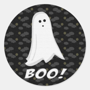 Boo, niedlicher Geist Schwarzweiss Runder Aufkleber