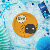 Boo!, niedlicher Spinnenkürbis orange Pappteller (Party)